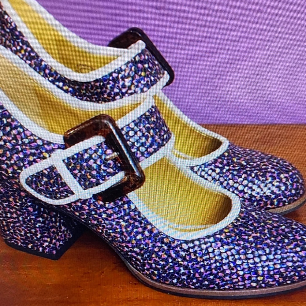DKNY Purple and White Mary Jane Heels